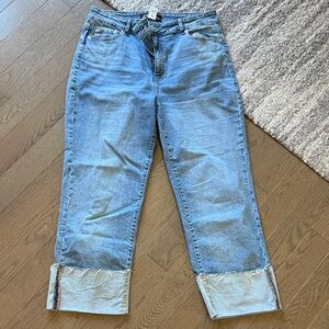 le chateau Light Blue Boyfriend Jeans with Cuffed Hem